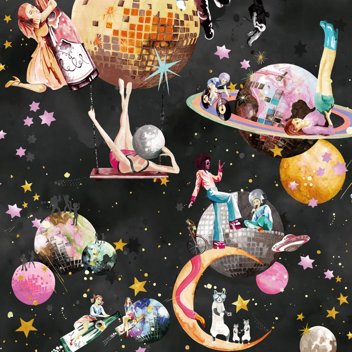 Brand McKenzie Cosmic Groove Wallpaper - Charcoal