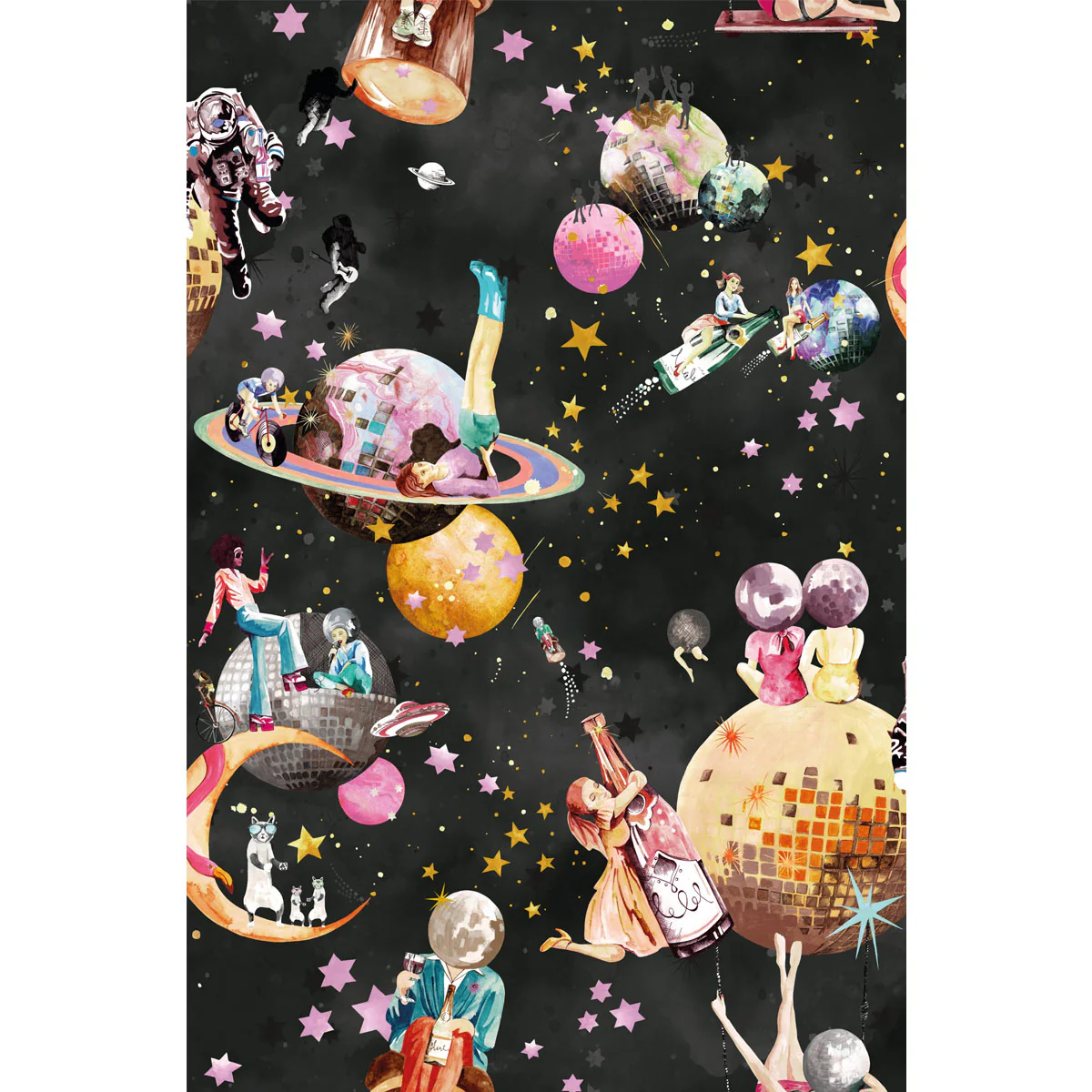 Brand McKenzie Cosmic Groove Wallpaper - Charcoal - Image 4