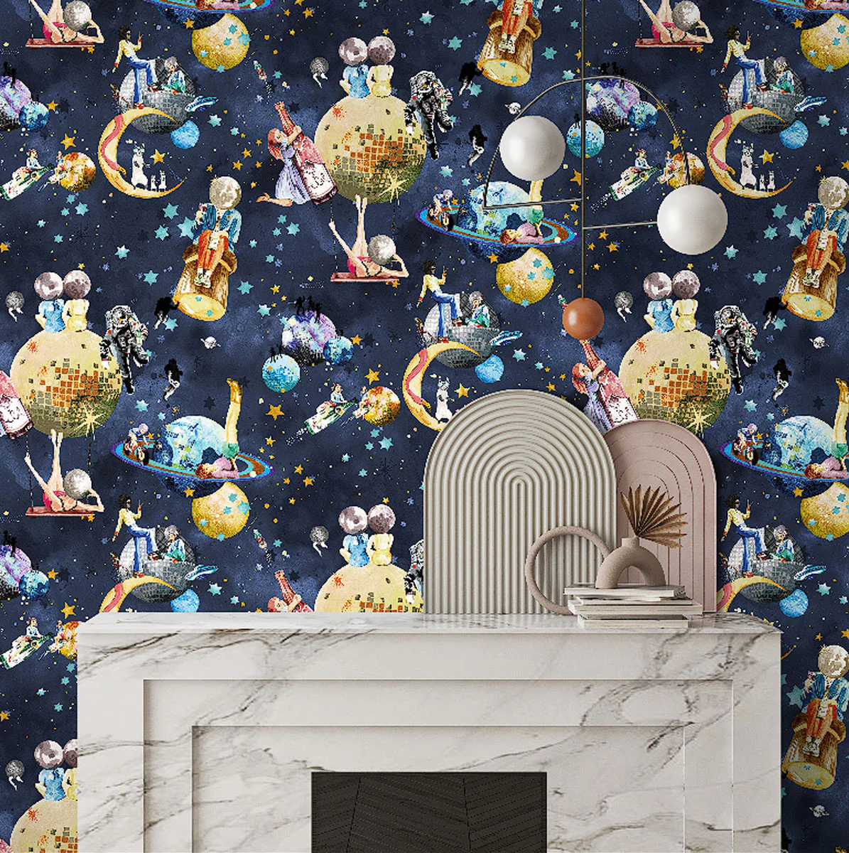 Brand McKenzie Cosmic Groove Wallpaper - Midnight - Image 3
