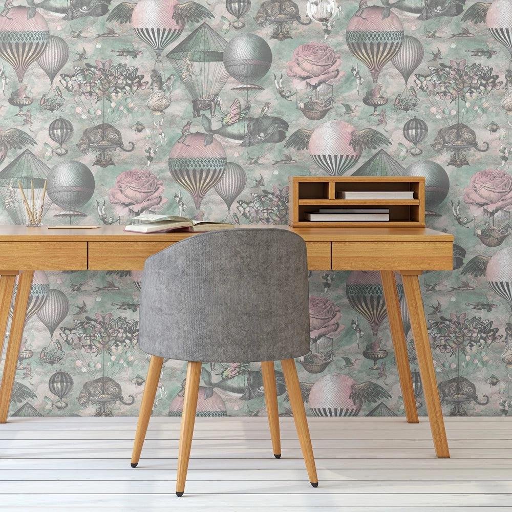 Brand McKenzie Curious Skies Pink & Aqua Wallpaper - Image 2