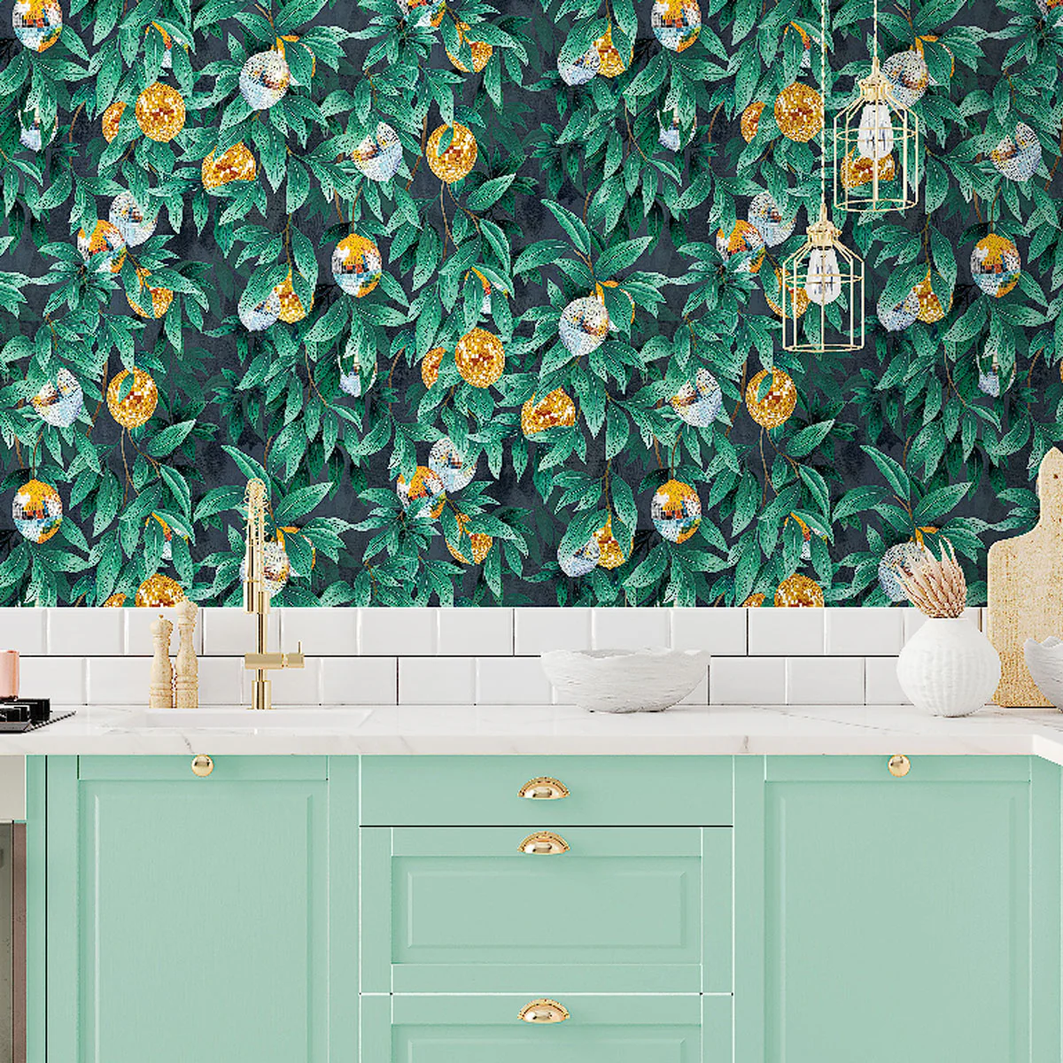Brand McKenzie Disco Lemons Wallpaper - Dark Teal - Image 3