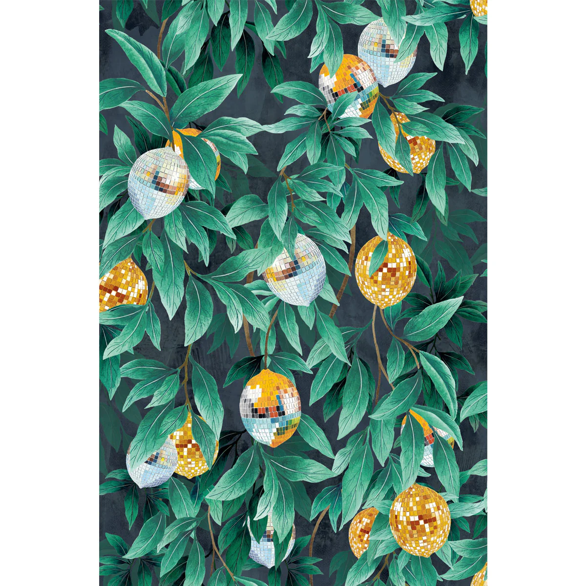 Brand McKenzie Disco Lemons Wallpaper - Dark Teal - Image 4