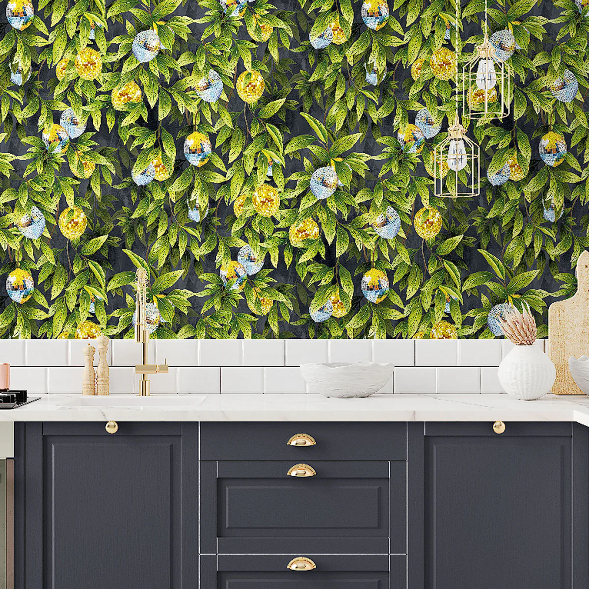 Brand McKenzie Disco Lemons Wallpaper - Slate - Image 3