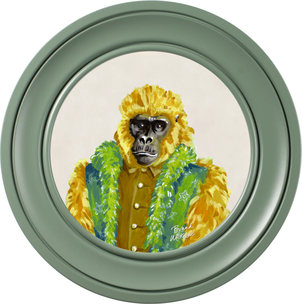 Brand McKenzie Fine China Gus Framed Round Art Print with Chalk White Background - Image 3