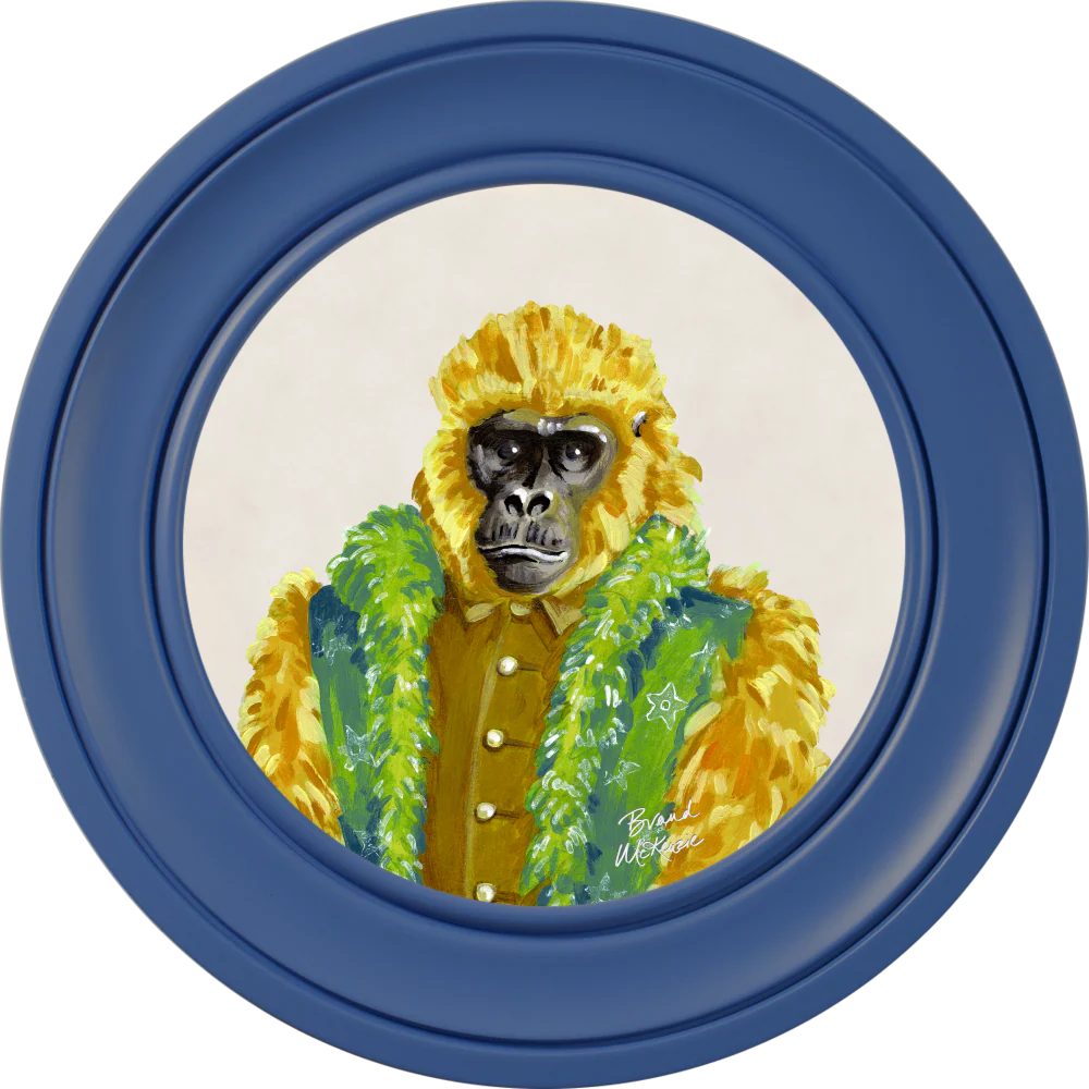Brand McKenzie Fine China Gus Framed Round Art Print with Chalk White Background - Image 4