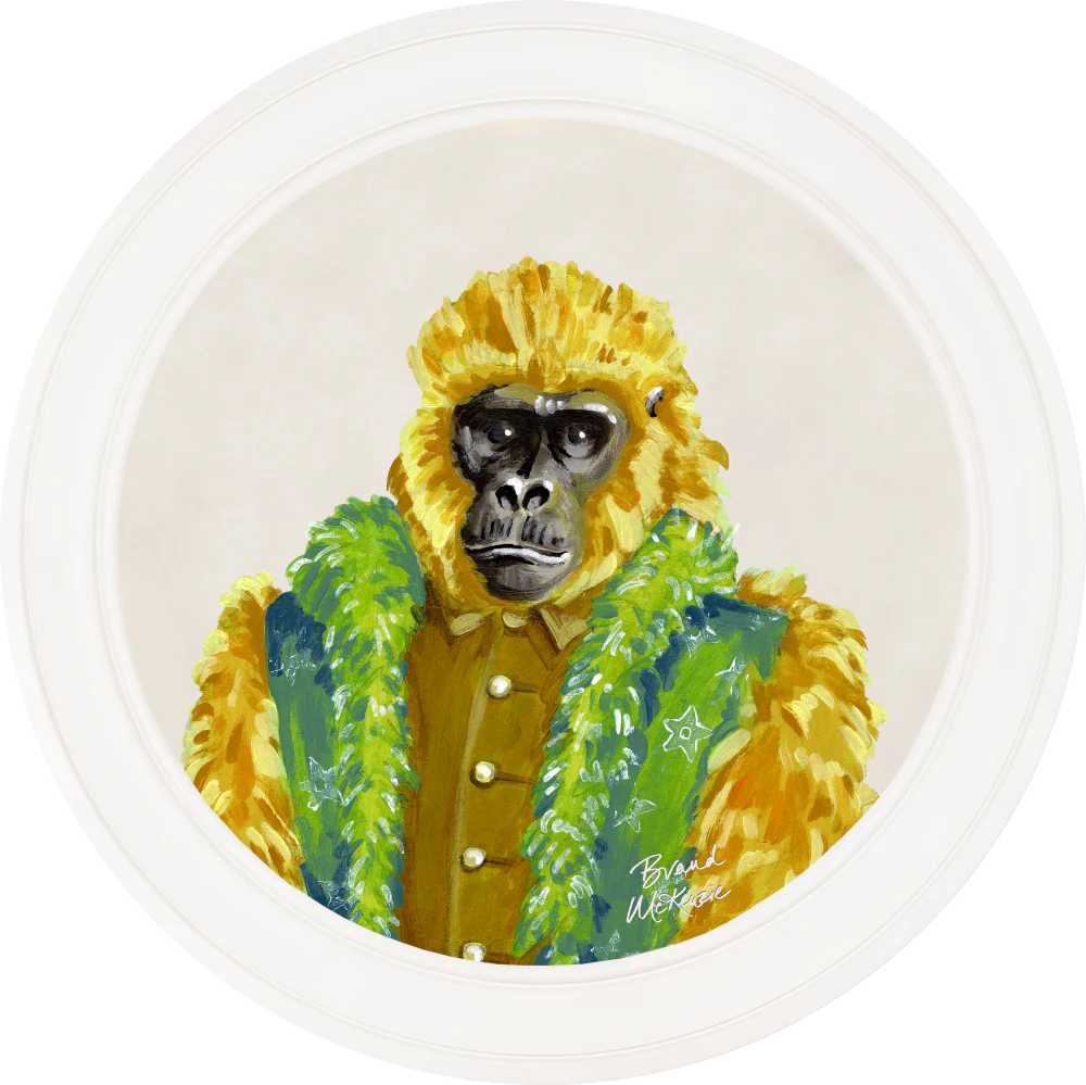 Brand McKenzie Fine China Gus Framed Round Art Print with Chalk White Background - Image 7