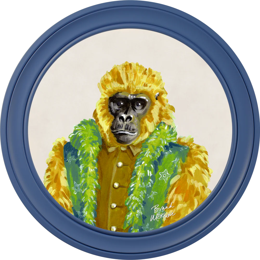 Brand McKenzie Fine China Gus Framed Round Art Print with Chalk White Background - Image 9