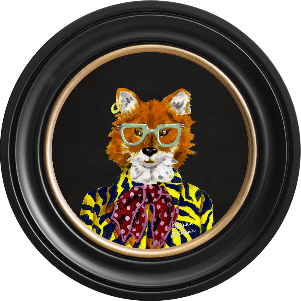 Brand McKenzie Fine China Todd Framed Round Art Print with Charcoal Black Background