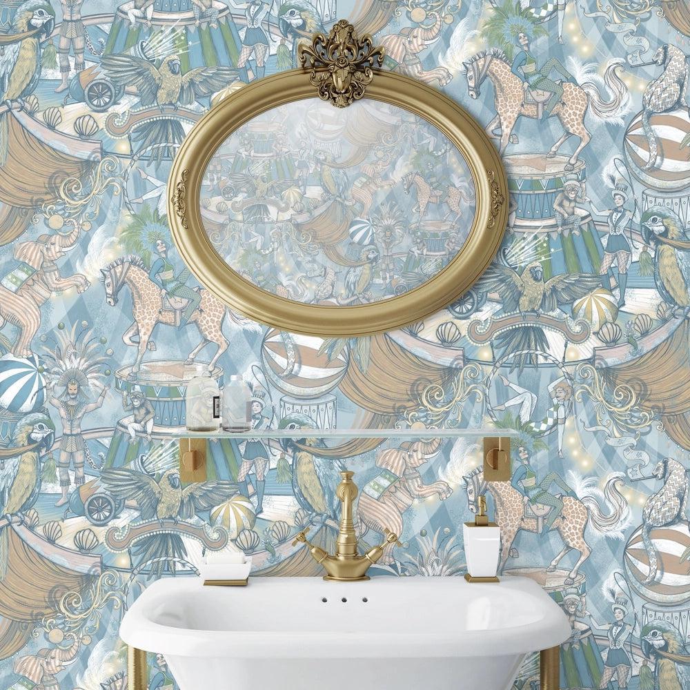 Brand McKenzie Funfair Pastel Blues Wallpaper - Image 2