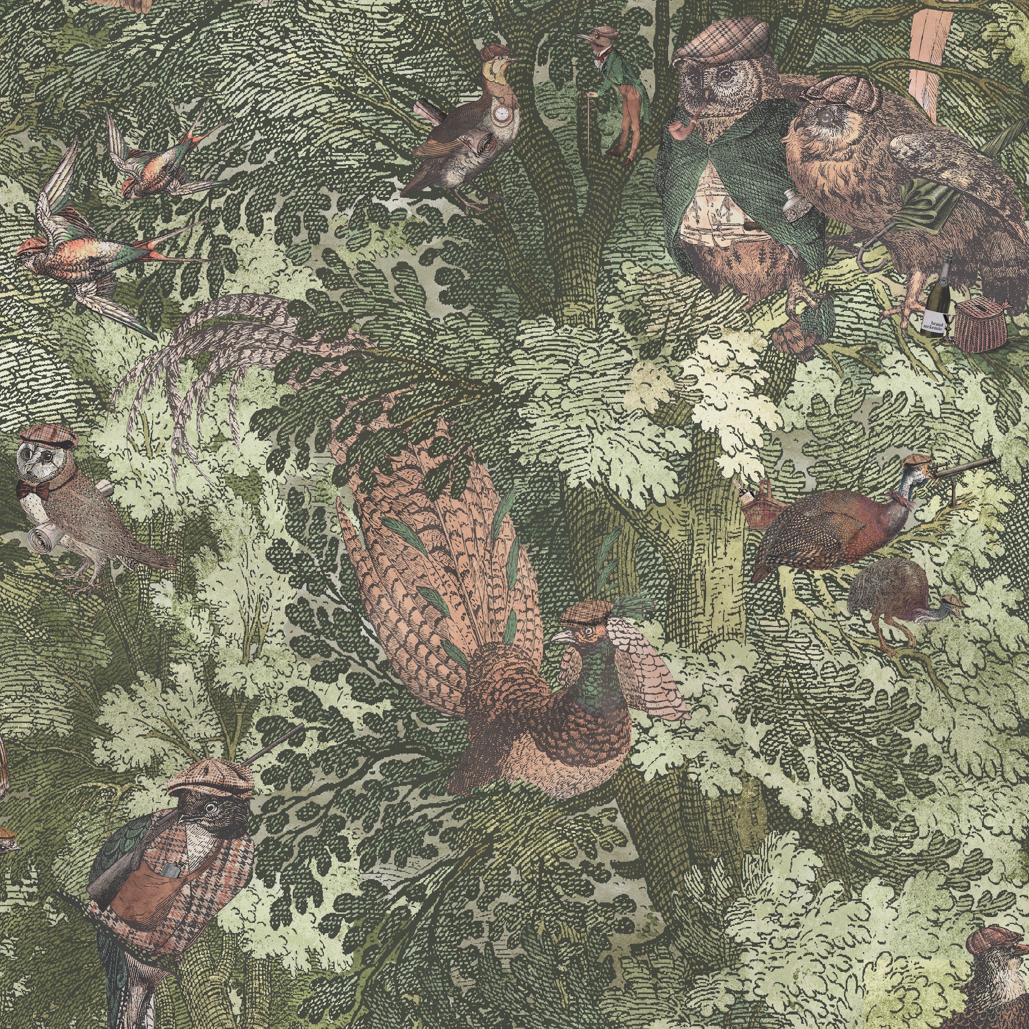 Brand McKenzie Gentlemen Birds Wallpaper - Woodland