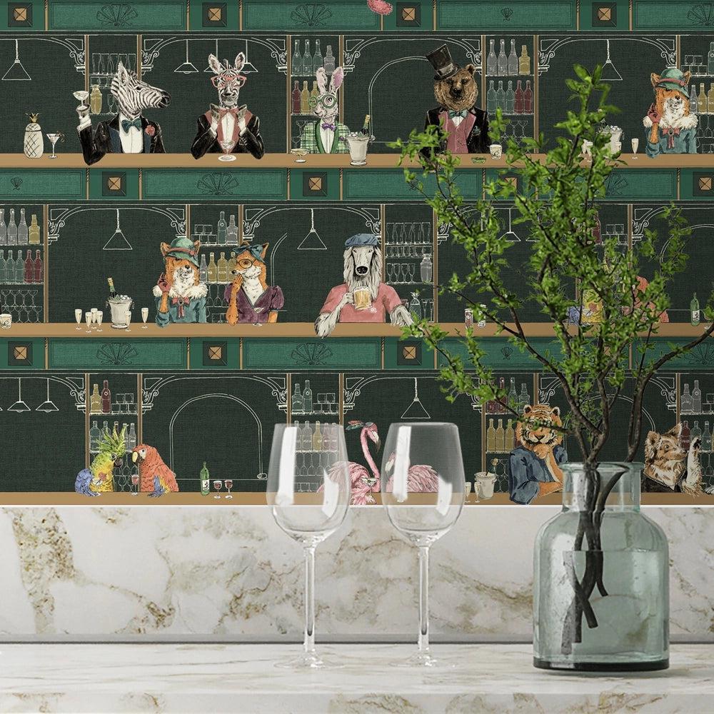 Brand McKenzie Happy Hour Club Green Wallpaper - Image 3