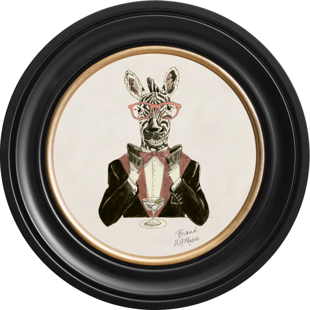 Brand McKenzie Happy Hour Marty Framed Round Art Print with Chalk White Background - Image 3