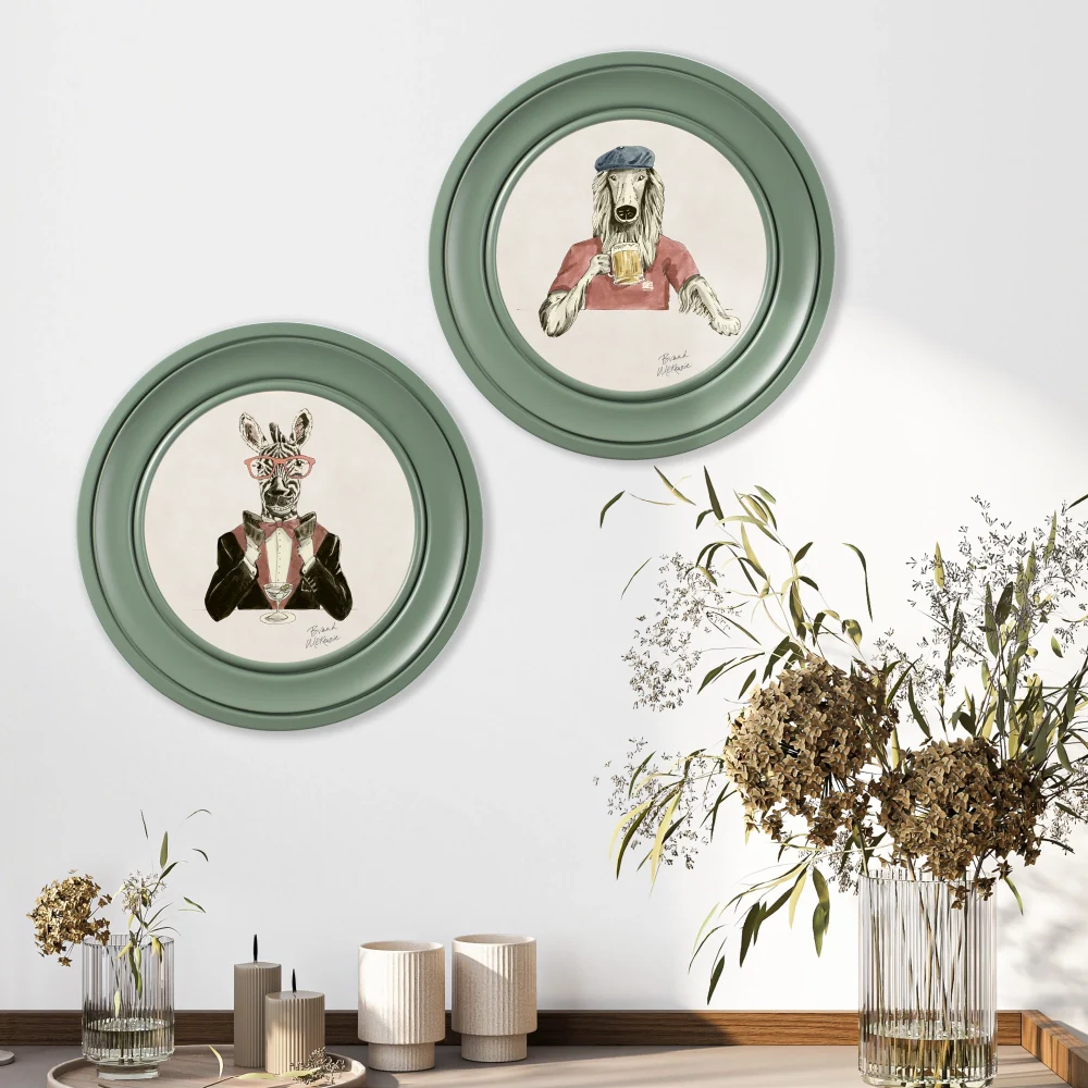 Brand McKenzie Happy Hour Marty Framed Round Art Print with Chalk White Background - Image 5