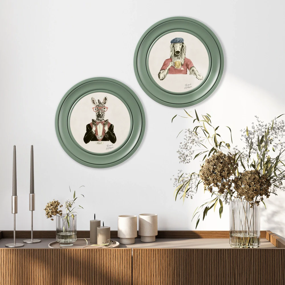 Brand McKenzie Happy Hour Marty Framed Round Art Print with Chalk White Background - Image 6