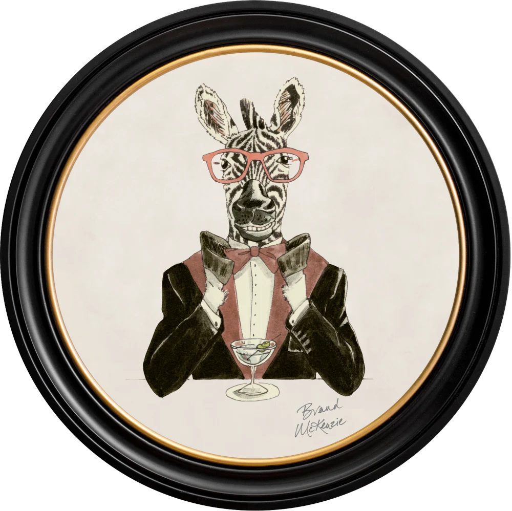 Brand McKenzie Happy Hour Marty Framed Round Art Print with Chalk White Background - Image 8