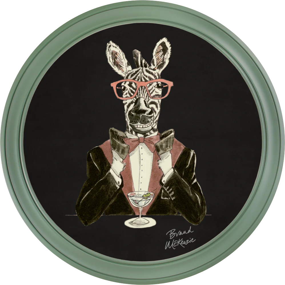 Brand McKenzie Happy Hour Marty Framed Round Art Print with Charcoal Black Background - Image 12