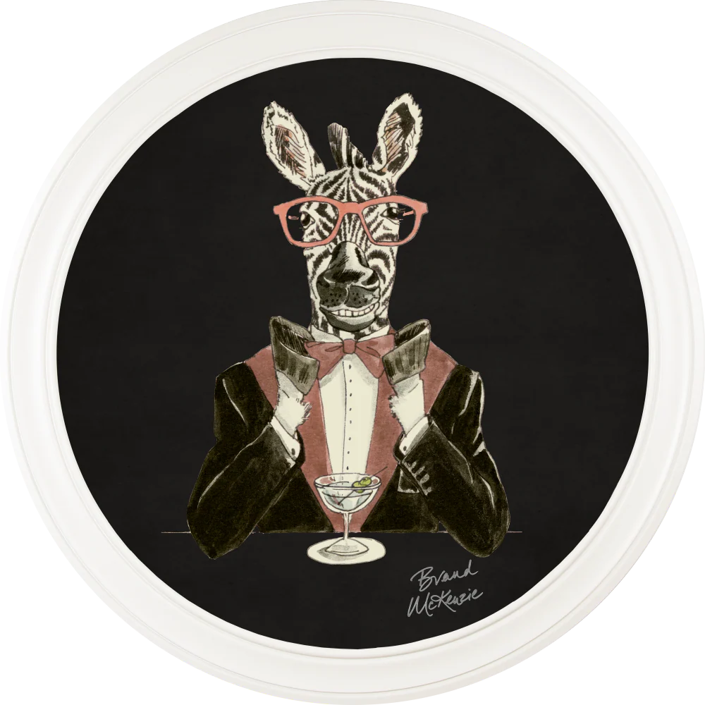 Brand McKenzie Happy Hour Marty Framed Round Art Print with Charcoal Black Background - Image 15