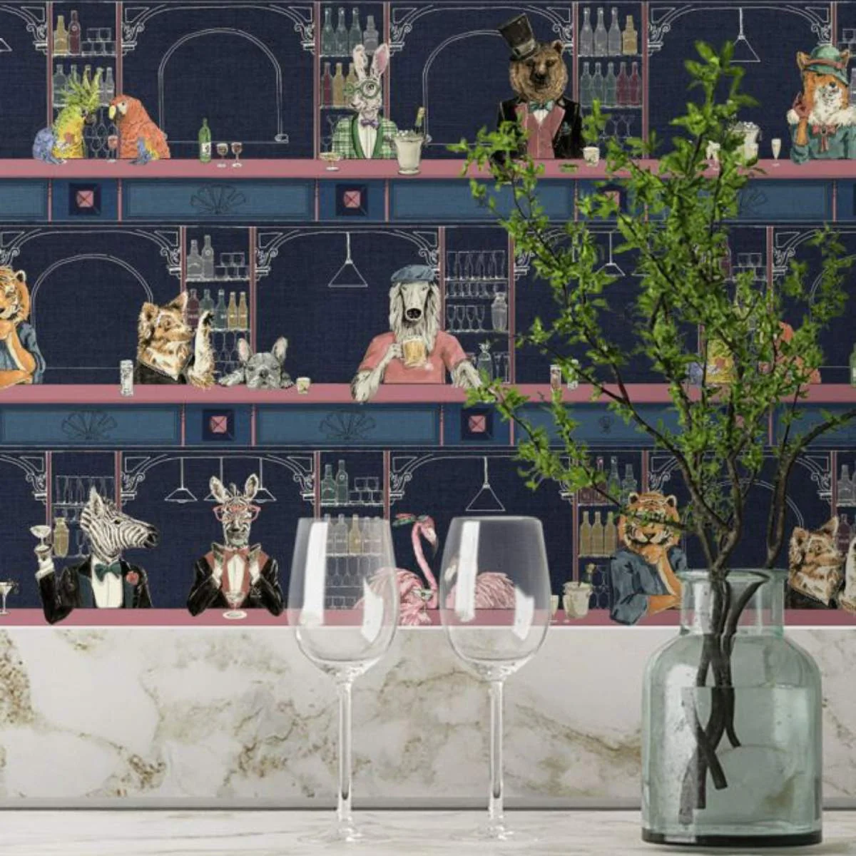 Brand McKenzie Happy Hour Midnight Pink Wallpaper - Image 3