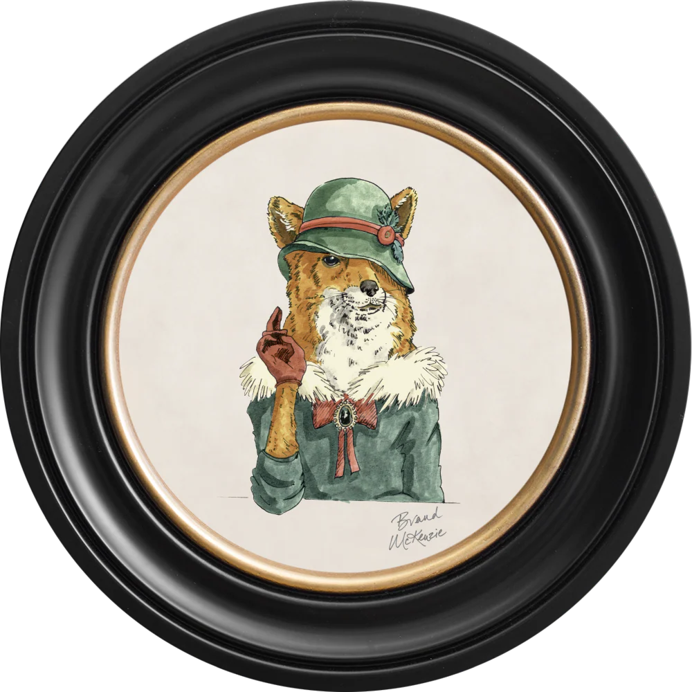 Brand McKenzie Happy Hour Vixen Framed Round Art Print with Chalk White Background - Image 3