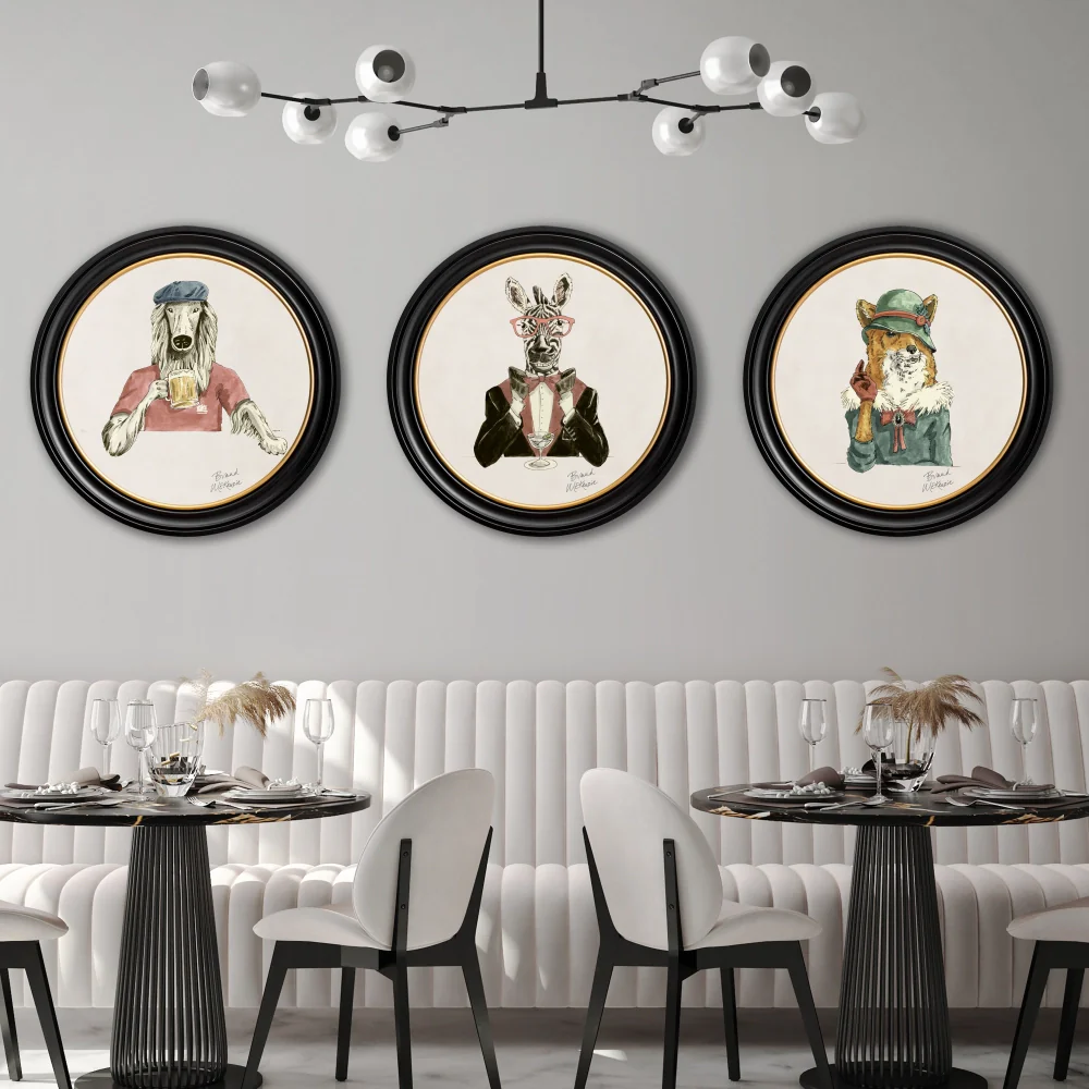 Brand McKenzie Happy Hour Vixen Framed Round Art Print with Chalk White Background - Image 5
