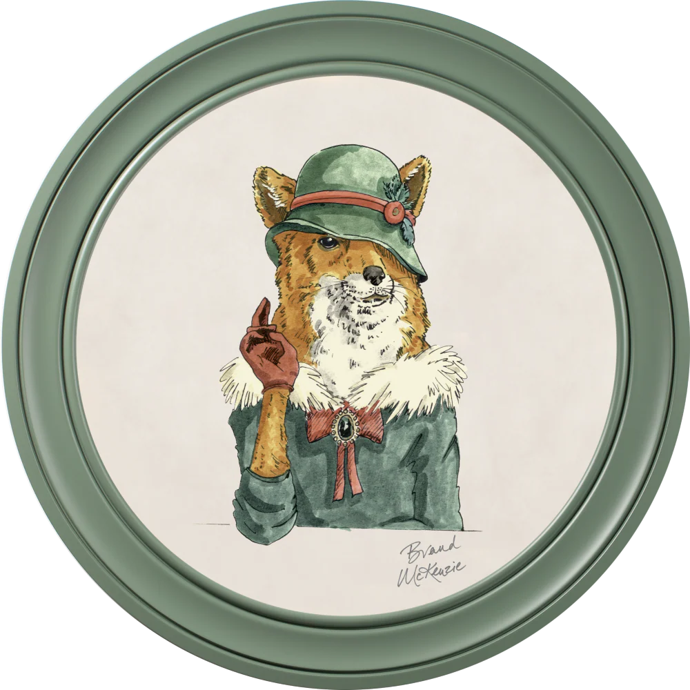 Brand McKenzie Happy Hour Vixen Framed Round Art Print with Chalk White Background - Image 8
