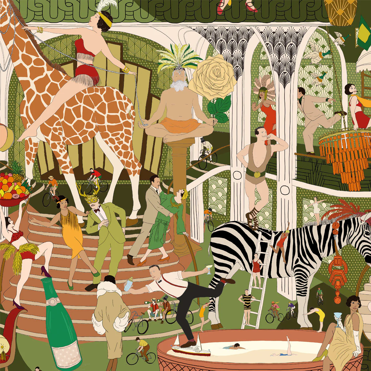 Brand McKenzie Mayhem Mansion Wallpaper - Vintage Olive