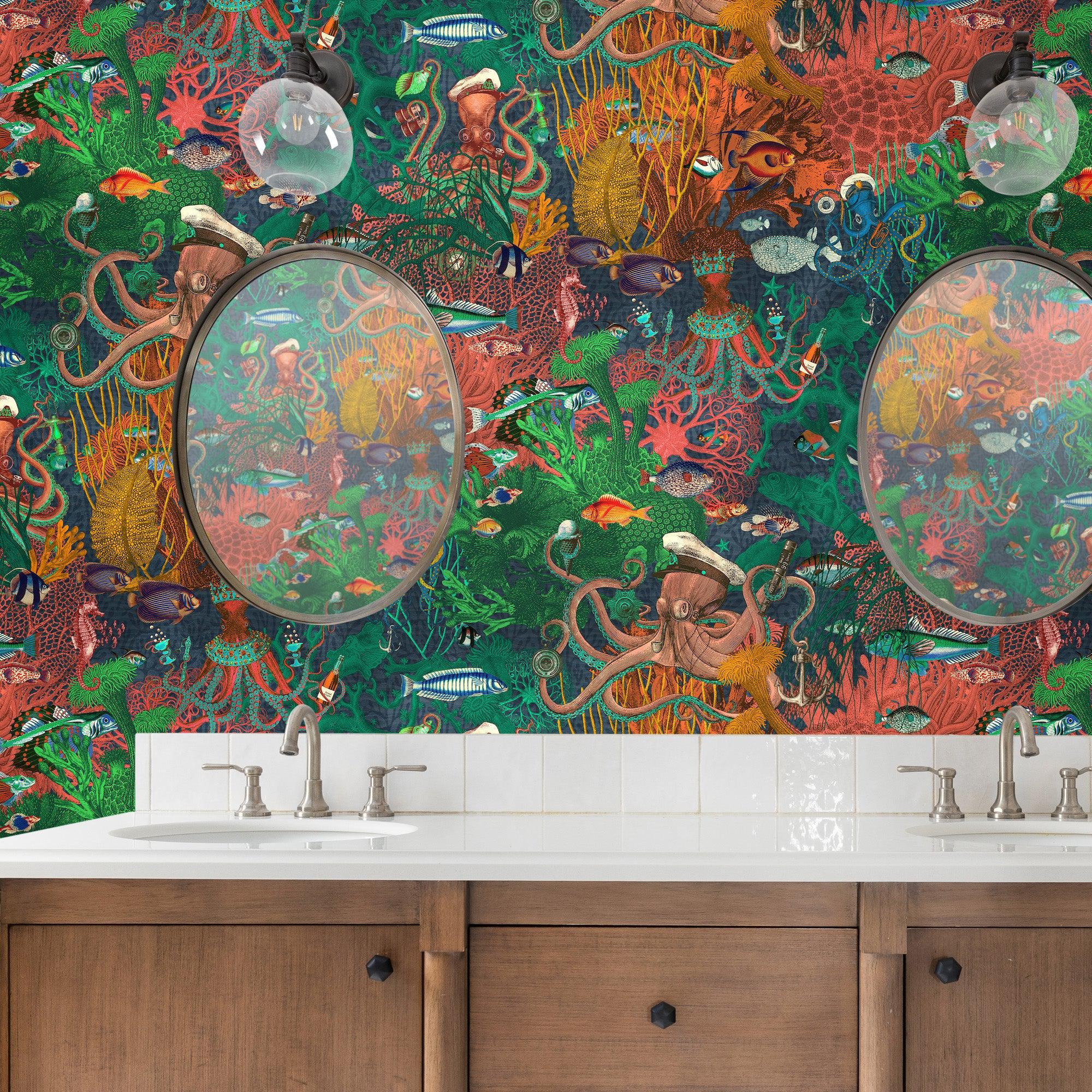 Brand McKenzie Octopus Wallpaper - Emerald Coral - Image 3