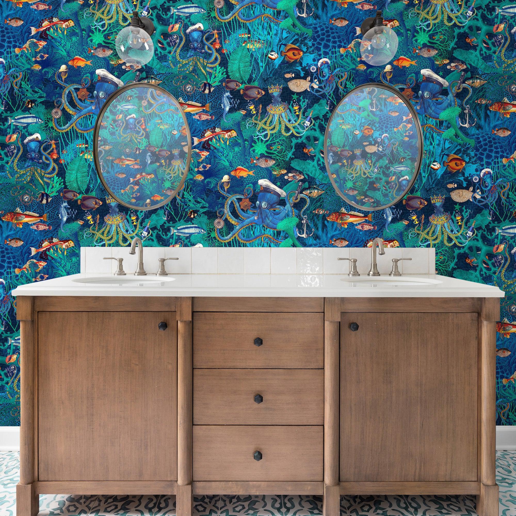 Brand McKenzie Octopus Wallpaper - Turquoise Blue - Image 2