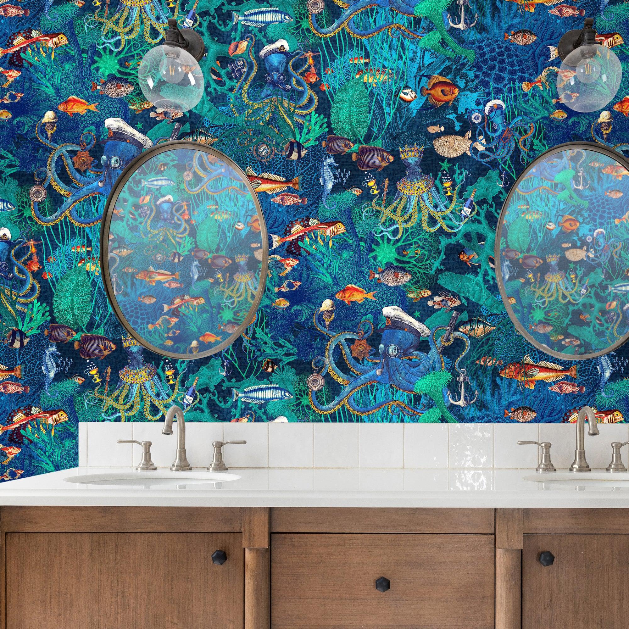 Brand McKenzie Octopus Wallpaper - Turquoise Blue - Image 3