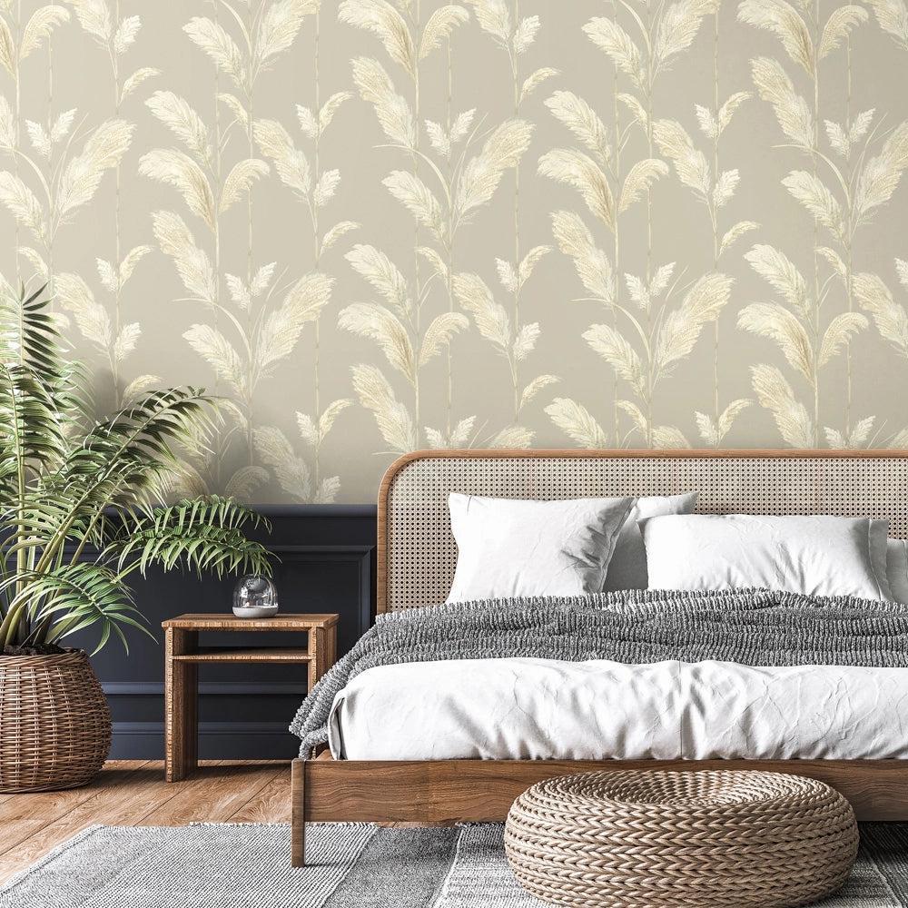 Brand McKenzie Pampas Grass Oatmeal Wallpaper - Image 2
