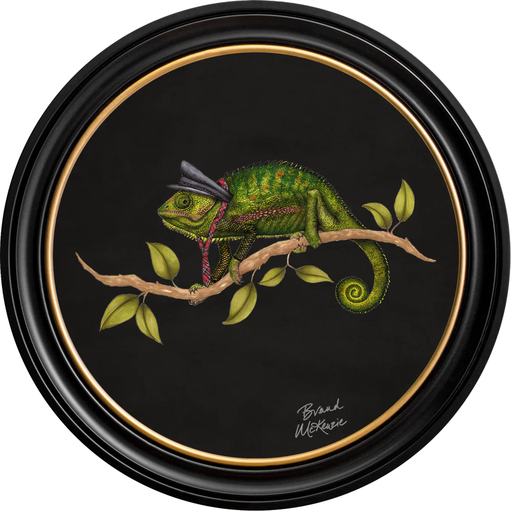 Brand McKenzie Punk Rocks Cleo Framed Round Art Print with Charcoal Black Background - Image 9
