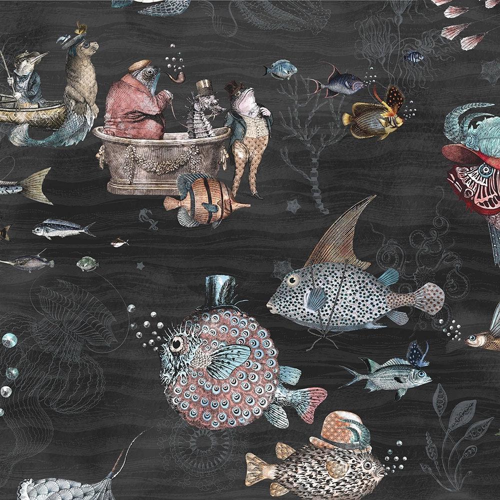 Brand McKenzie Sea Life Charcoal & Pink Wallpaper