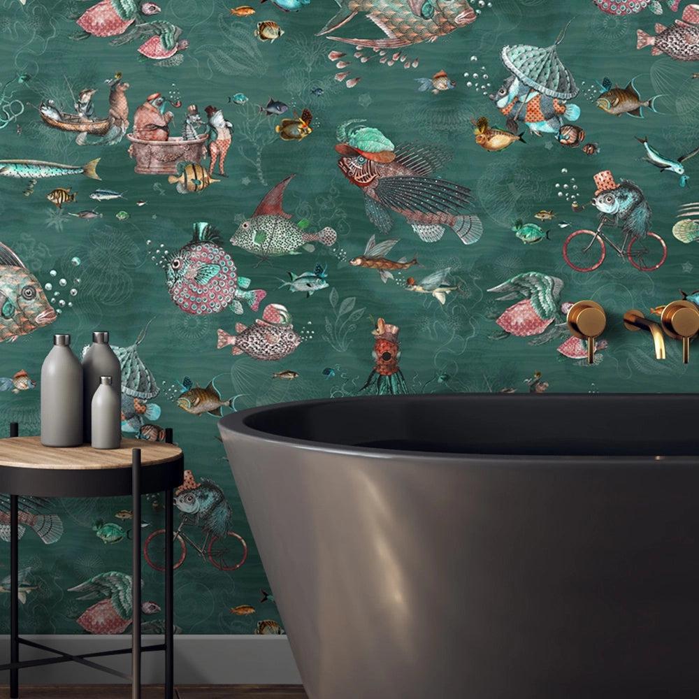 Brand McKenzie Sea Life Teal & Coral Wallpaper - Image 2
