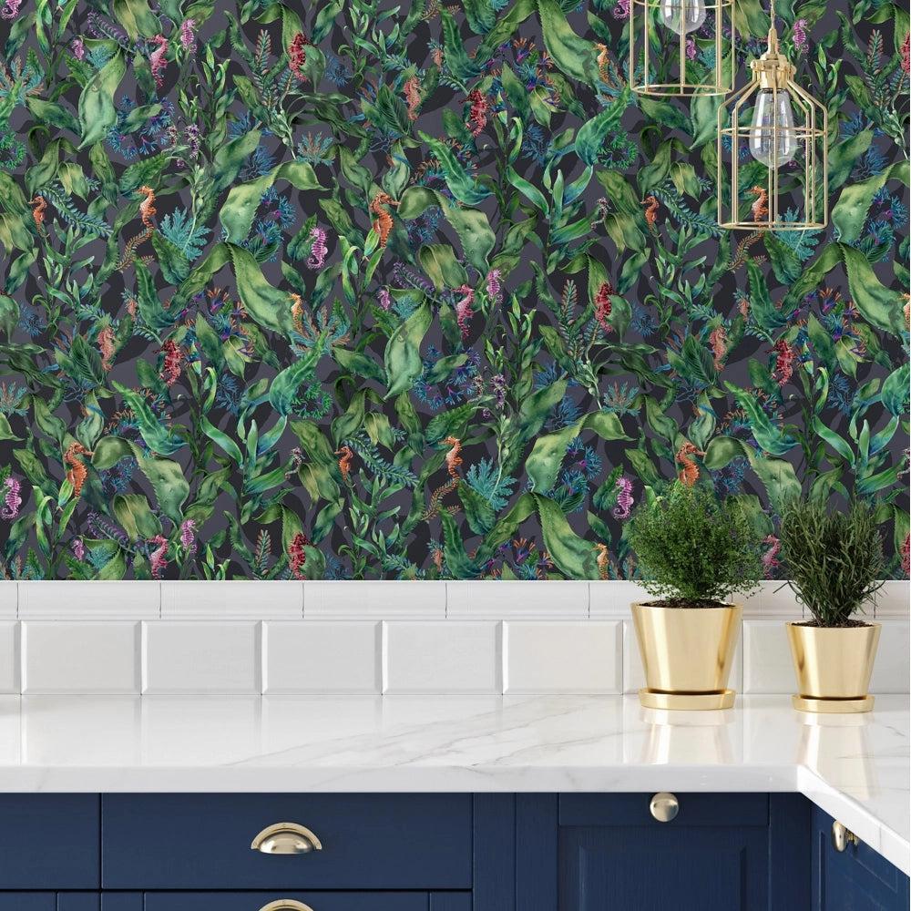 Brand McKenzie Seahorse Mangrove Noir Wallpaper - Image 2