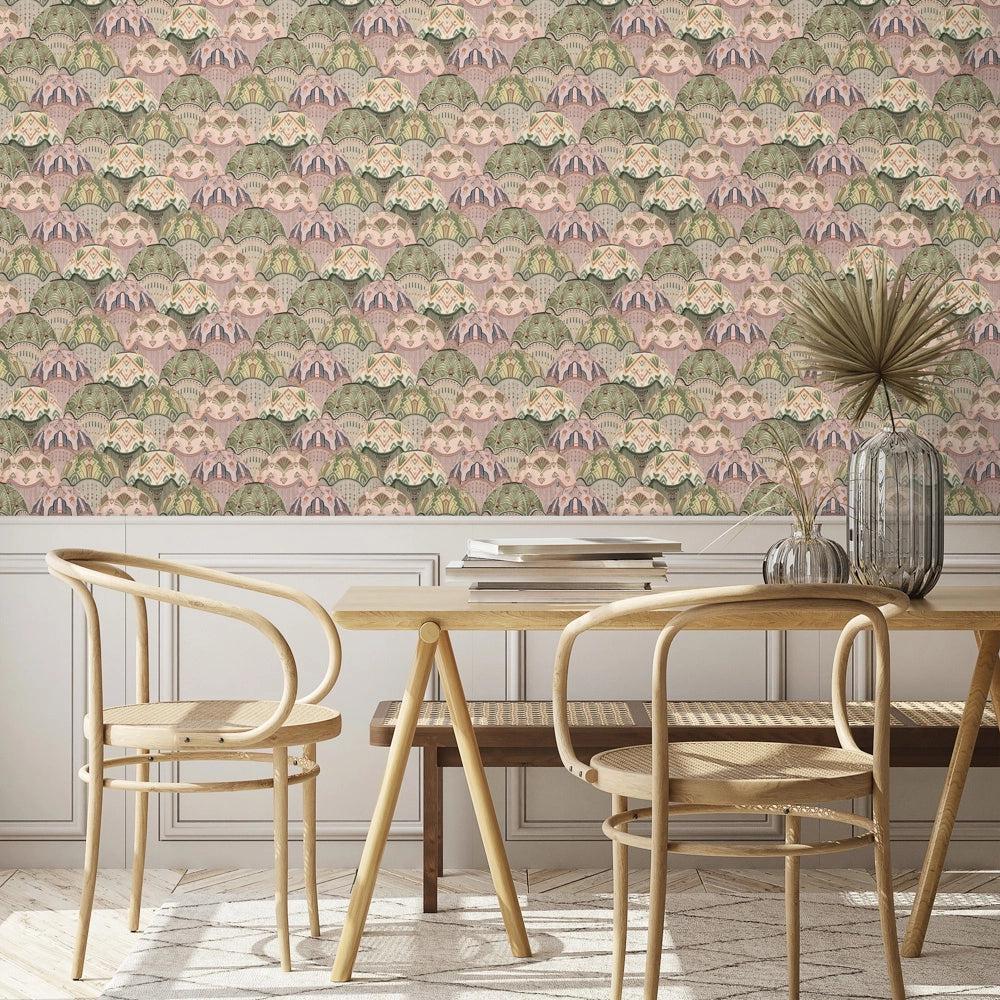 Brand McKenzie Silk Shades Salmon & Olive Wallpaper - Image 2