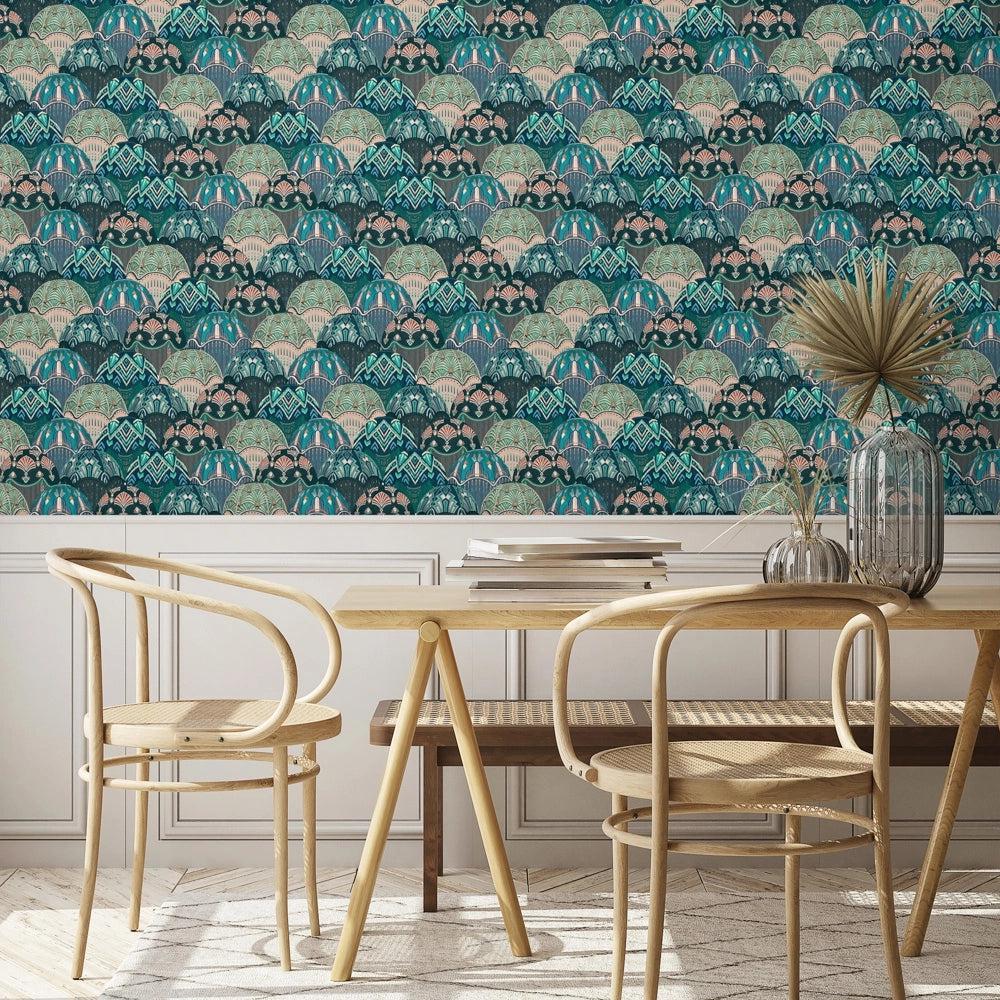 Brand McKenzie Silk Shades Teal Wallpaper - Image 2