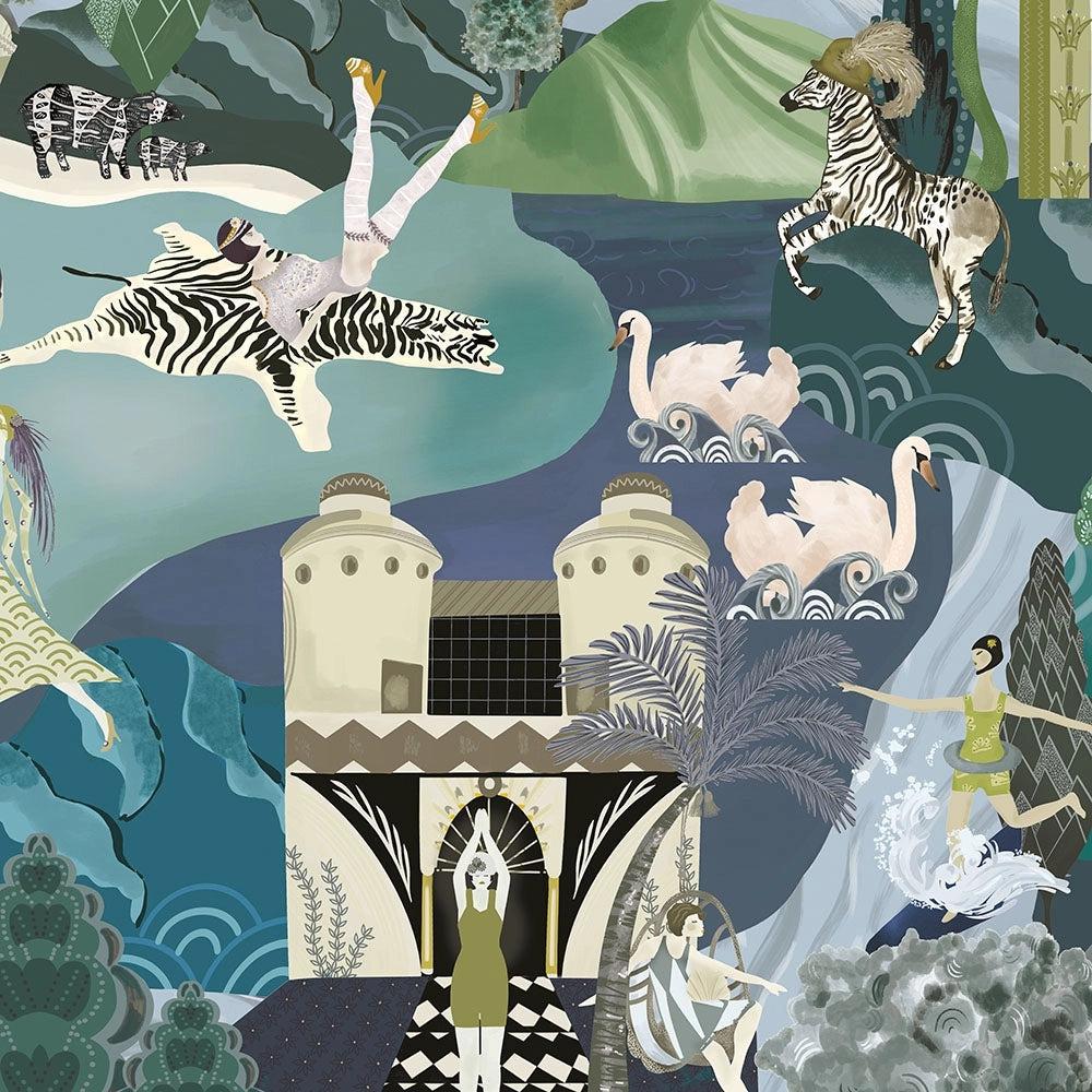 Brand McKenzie The Art Deco Hills Teal & Copper Wallpaper