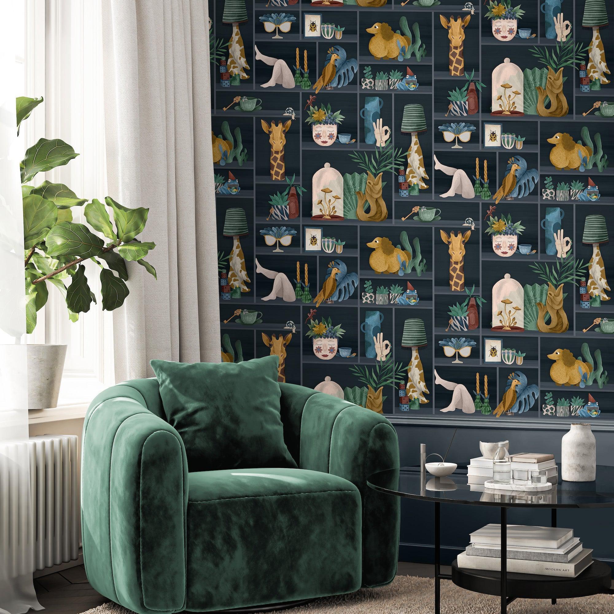 Brand McKenzie The Cabinet Wallpaper - Midnight Mustard - Image 2