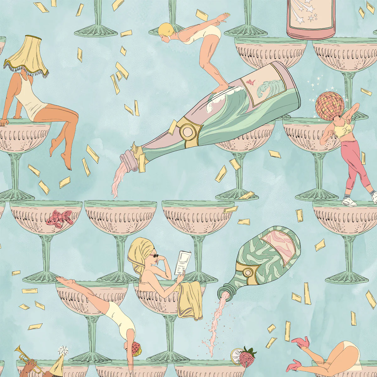 Brand McKenzie The Grand Pour Wallpaper - Aqua Miami