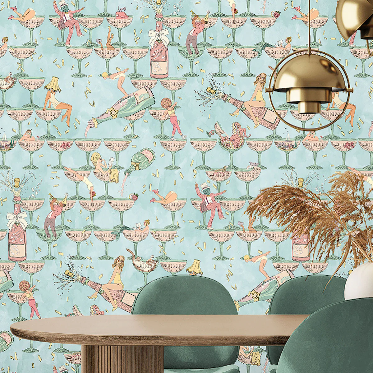 Brand McKenzie The Grand Pour Wallpaper - Aqua Miami - Image 2
