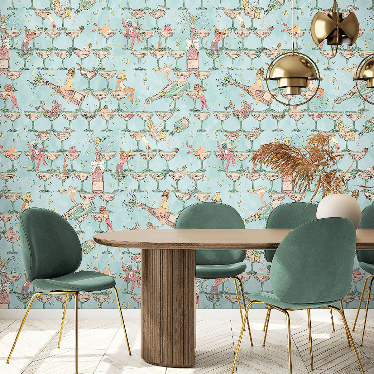 Brand McKenzie The Grand Pour Wallpaper - Aqua Miami - Image 3