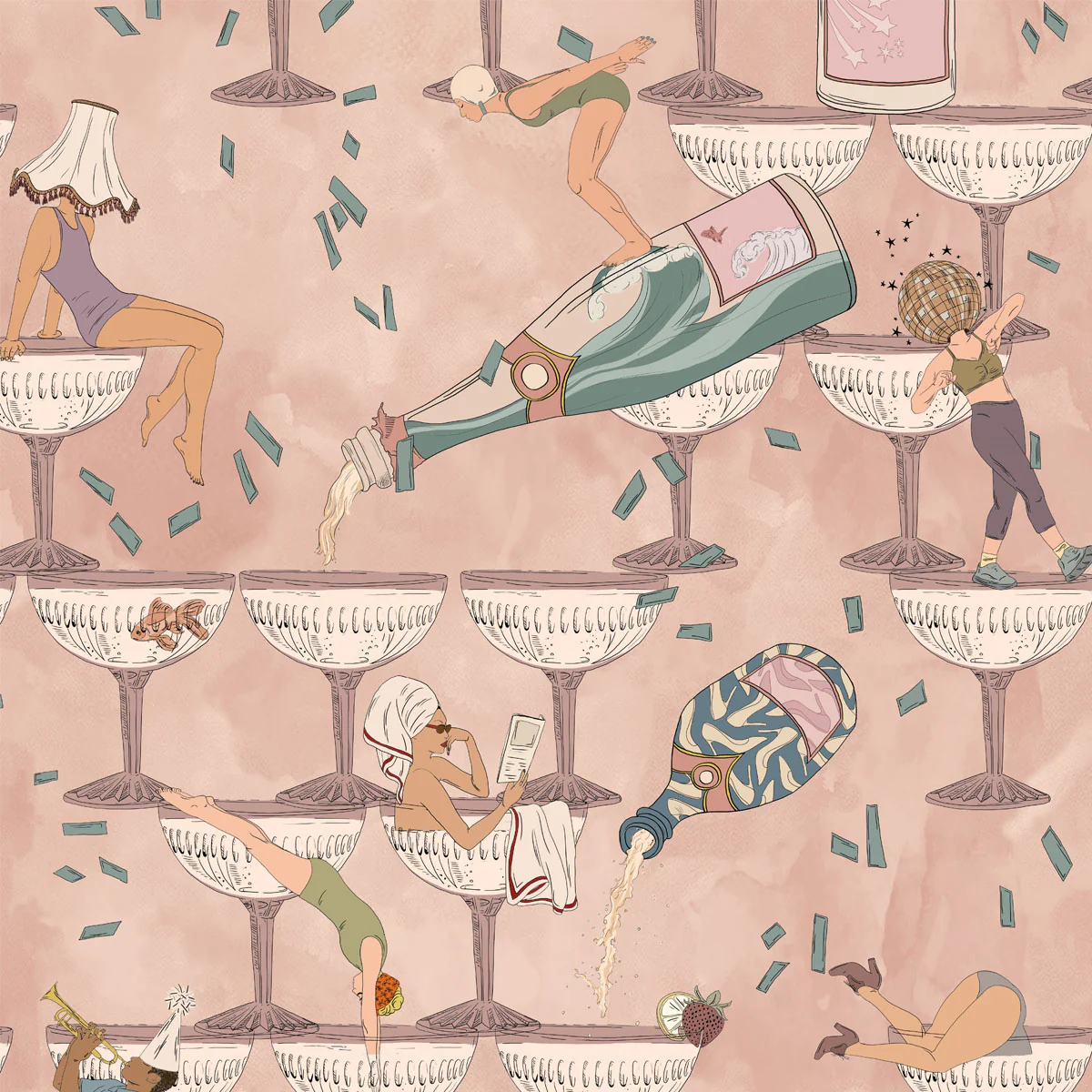Brand McKenzie The Grand Pour Wallpaper - Vintage Petal