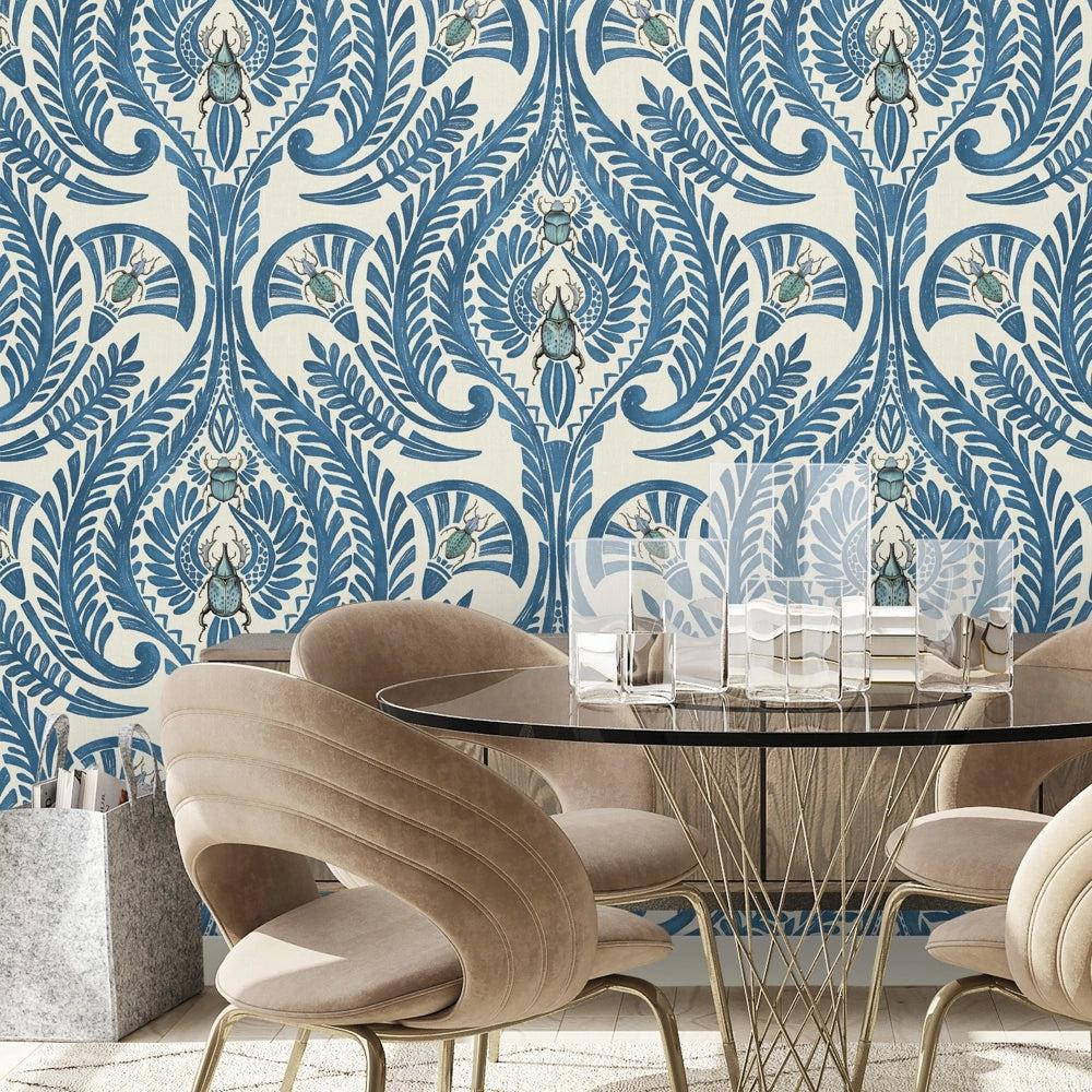 Brand McKenzie The Great Damask Azure Blue Wallpaper - Image 2