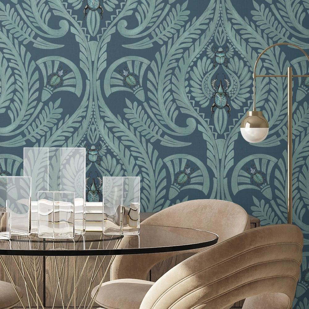 Brand McKenzie The Great Damask Teal Wallpaper - Image 2
