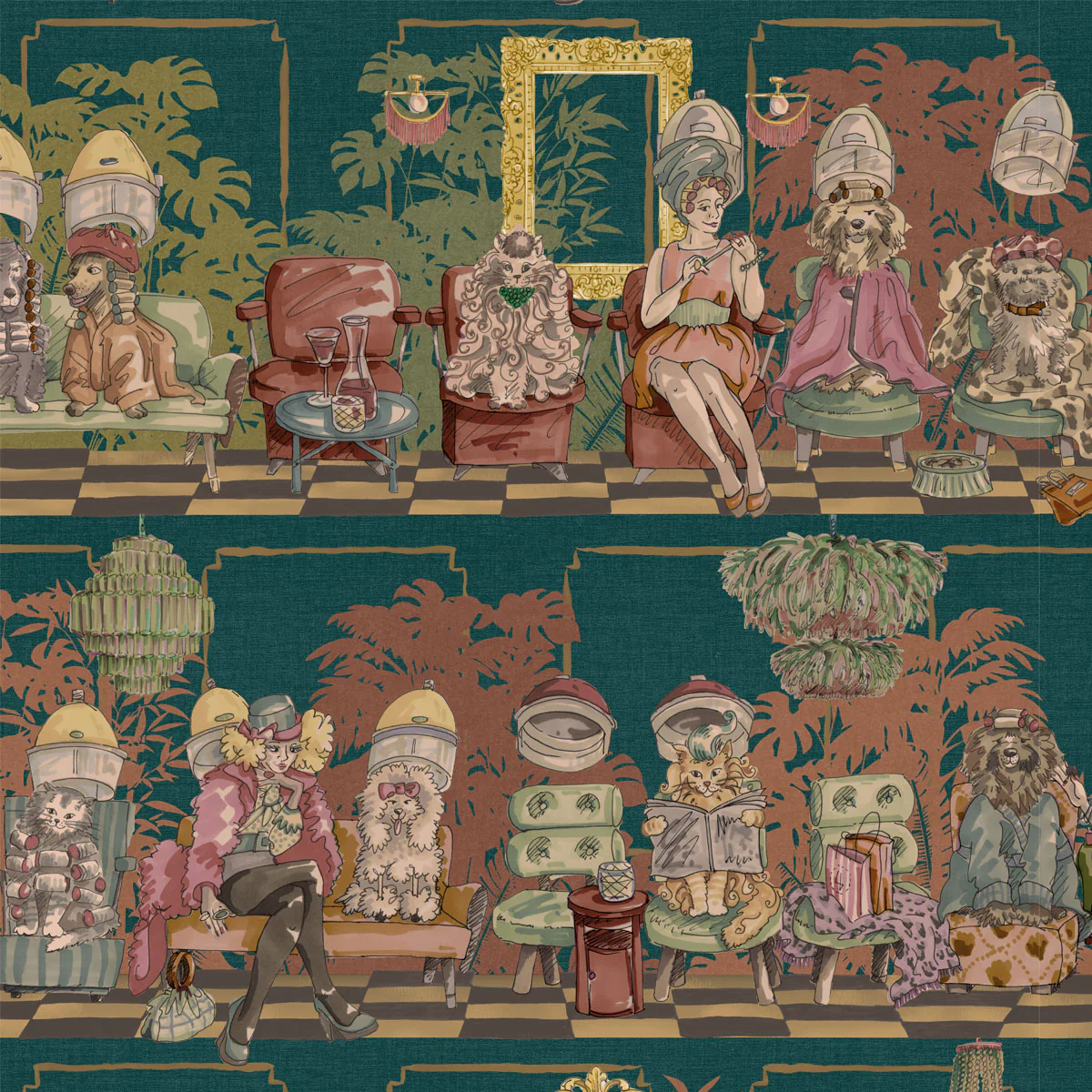 Brand McKenzie The Parlour Wallpaper - Teal Tone