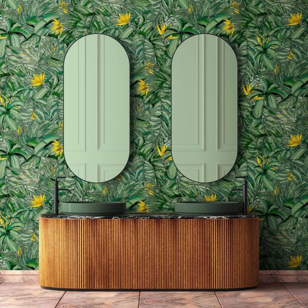 Brand McKenzie Tropical Forest Dark Green & Yellow Wallpaper - Image 2
