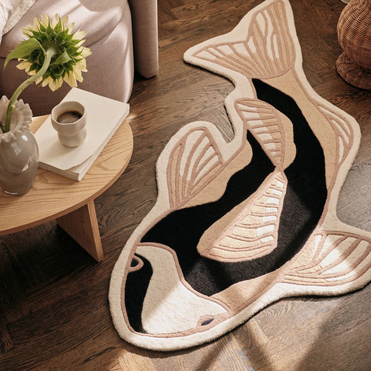 Broste Copenhagen Koi Rug - Black - Image 3