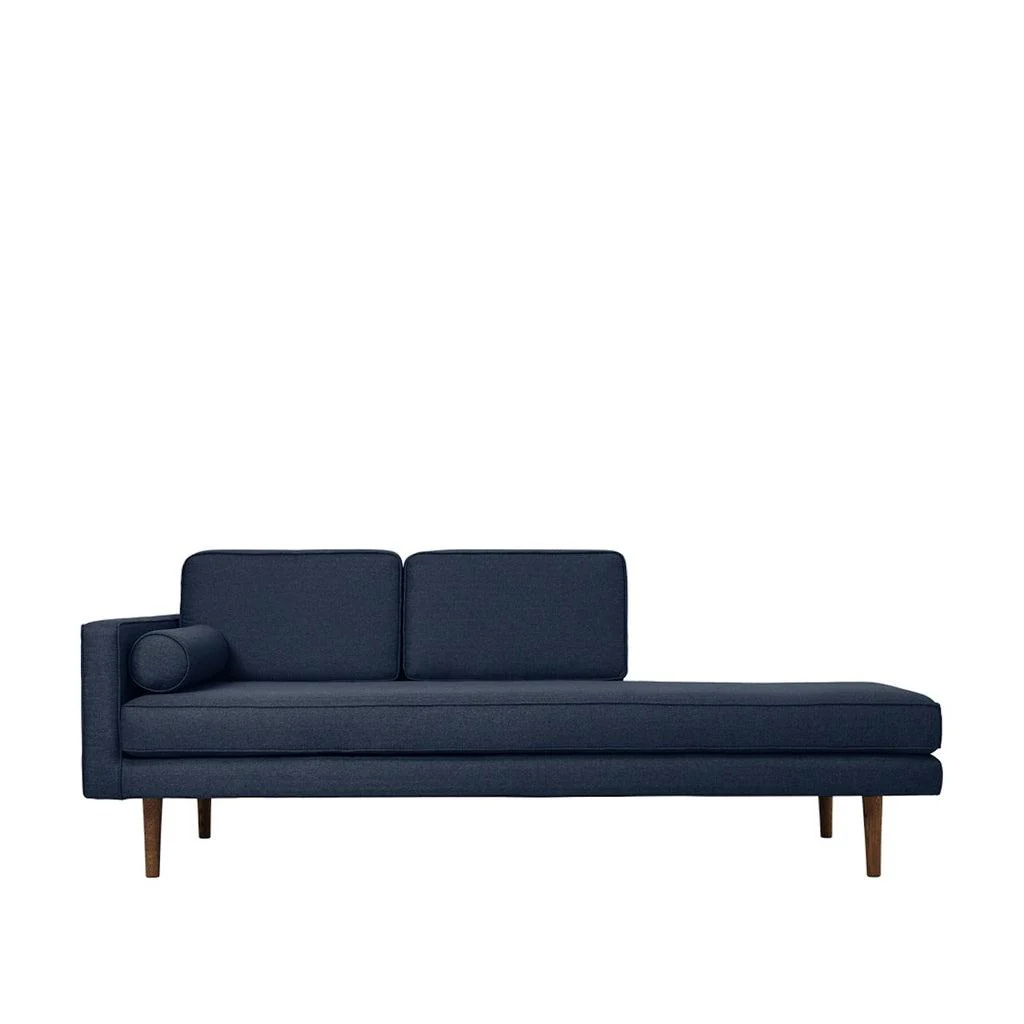 Broste Copenhagen Wind Tweed Chaise Longue Navy Left Sided