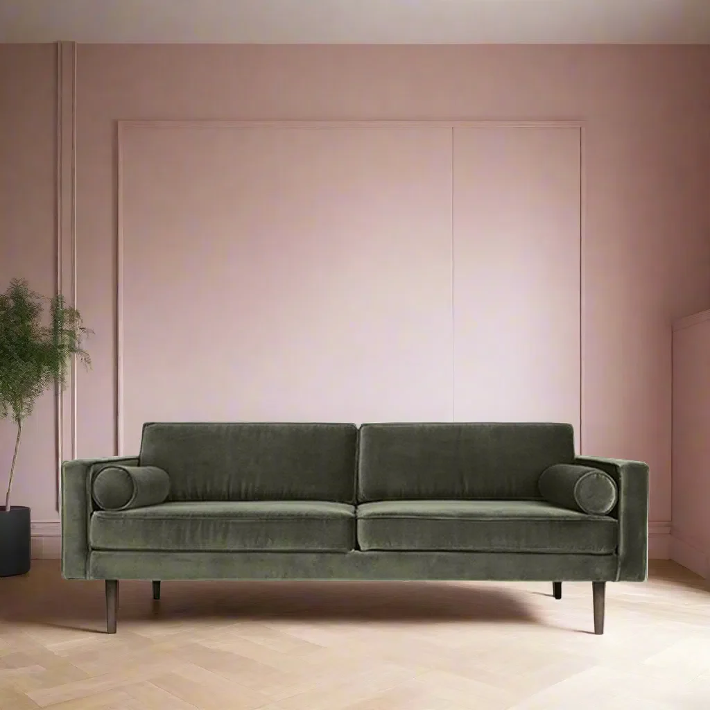 Broste Copenhagen Wind Velvet Large Sofa In Grape Leaf Green - Image 2