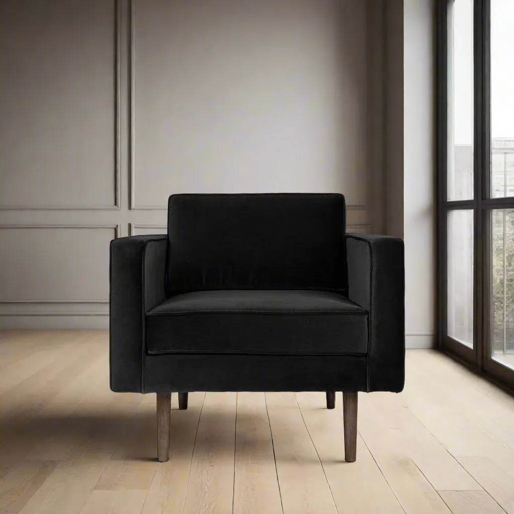 Broste Copenhagen Wind Velvet Armchair In Black - Image 2
